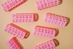 Curlers hair plastic pink background, hairstyle equipment Product Image 1