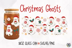 Christmas Can Glass Wrap svg, Libbey Glass Can 16OZ svg Product Image 1