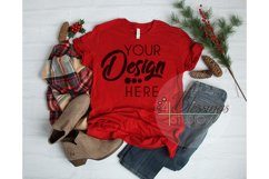 Canvas Red Christmas TShirt Bella Canvas Mockup 3001 Product Image 1