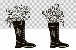 Floral Clipart of flowers in a boot. Product Image 2