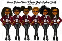 Fancy Winter Fashion Black Girls Natural Hair Clipart Product Image 1