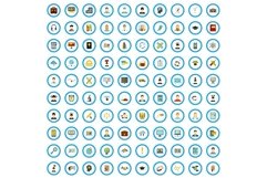 100 remote training icons set, flat style Product Image 1