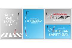 White cane safety banner set, realistic style Product Image 1