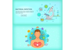 Virus banner set horizontal, cartoon style Product Image 1