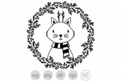 Christmas Cat and Wreath SVG, Christmas Wreath SVG Product Image 1