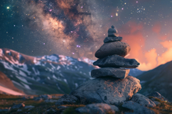 Stone Tower with Mountains Background Wallpaper Product Image 1