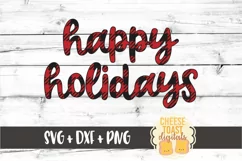 Happy Holidays - Buffalo Plaid Christmas SVG PNG DXF Files Product Image 2