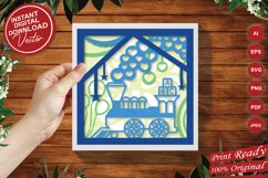 Papercut 3D Train Engine Lightbox Layered Template Product Image 5