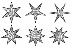 6 Paper Cut Star Shapes, Laser Cut Star Designs SVG Product Image 3