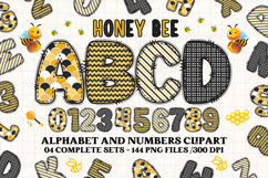 Honeybee Alphabet png clipart, honey bee letters doodle Product Image 1