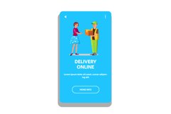 Delivery Online Service Courier And Client Vector Product Image 1