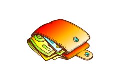 Billfold With Money Banknotes Monochrome Vector Product Image 1