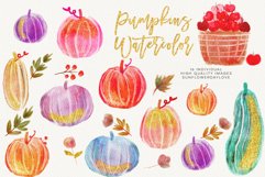 Watercolour Pumpkin Clipart, Watercolour Autumn clipart Product Image 3