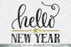 Hello New Year SVG | New Year's SVG | Farmhouse Round Sign S Product Image 2