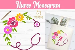 Floral Stethoscope SVG, Nurse Floral Monogram SVG Product Image 6