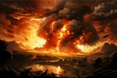 Apocalyptic volcanic eruption at sunset Product Image 1