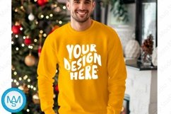 Yellow men Sweatshirt empty space Mockup, christmas Gildan Product Image 1