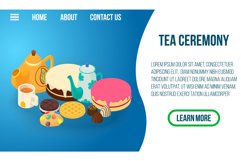 Tea ceremony concept banner, isometric style Product Image 1