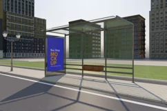 Bus Shelter Outdoor Advertising Signage Mockup Product Image 1