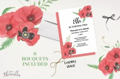 Poppy Flowers 6 Bouquets Watercolor Florals Poppies Red Product Image 2