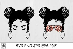 Messy Bun Mom SVG Mom Life Messy Bun Afro Women SVG Cut File Product Image 1
