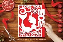 Papercut I Love You Mom Mermaid Theme Card Cover Template Product Image 1