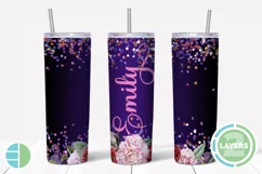 Skinny Tumbler Sublimation Design - Flowers - Customizable Product Image 1