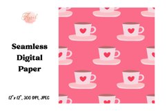 Hand-drawn Tea Cups Digital Paper, Seamless Pattern Product Image 1