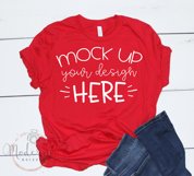 Mock up Bella Canvas 3001 Red Unisex Mockup Product Image 1