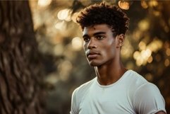 Serene young man in golden hour light Product Image 1