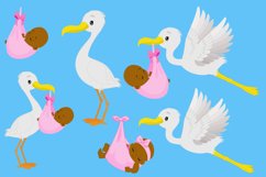 African American, Stork delivery, newborn clipart Product Image 3