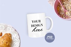 11oz Mug mockup on minimalist breakfast background, PSD file Product Image 1