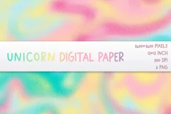 3d Unicorn Digital Paper PNG. Iridescent Unicorn Textures Product Image 1