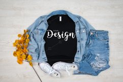 Bella Canvas 3001 Black T-shirt Mockup for Fall Product Image 1