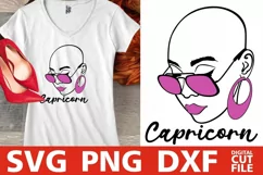 Capricorn Zodiac Sign svg, Bald Woman in Glasses, Melanin Product Image 2