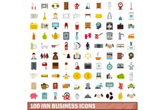 100 inn business icons set, flat style Product Image 1