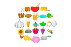 Tiller icons set, cartoon style Product Image 1