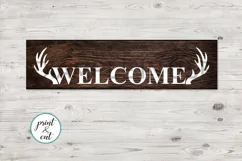 Welcome sign Modern Farmhouse Style Antlers Wreath svg print Product Image 2