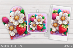 Flowers Oven Mitt Design. Strawberry Square Pot Holder Product Image 1