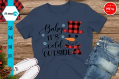 Baby it's cold outside Svg, Buffalo Plaid Snowman Svg Product Image 3