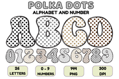 Polka Dots Alphabet Letters &amp; Numbers Clipart PNG 300DPI Product Image 1
