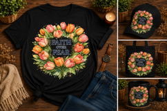 Faith Over Fear Tulip Floral PNG Design Product Image 2