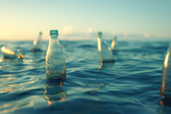 Plastic Bottle In Ocean Background Wallpaper Product Image 1