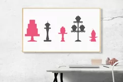 Silhouetted Cakes and Cupcakes on Stands SVG Files Product Image 2