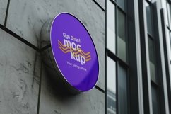 rounded Sign Board Mockup on Building Wall Product Image 1