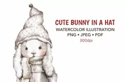 Bunny. Watercolor baby animals. Sublimation designs Product Image 1