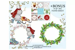Winter Clip Art Watercolor Hand-Painted Clip Art Red Green Product Image 2