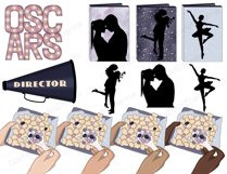 Movie Night CLIPART Chill Wine Books Graphics Stickers - PNG Product Image 3