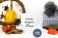 Bistro coffee mug mockup PSD, Winter White mug mock up JPG Product Image 1