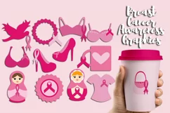 Wear Pink Ribbon, Breast Cancer Awareness Clipart Graphics Product Image 2